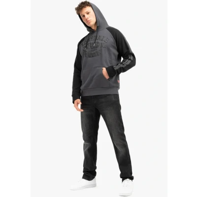 Image of Lonsdale Men&#039;s Linnfoots Hoodie, Anthracite/Black, XXL