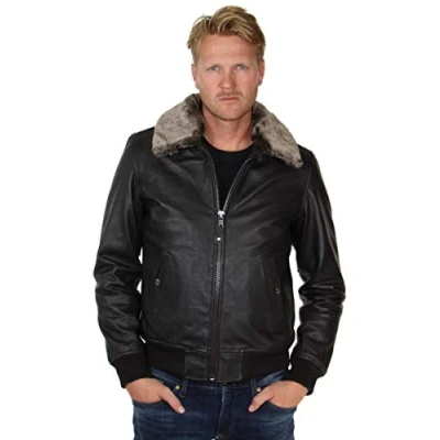 Image of Schott NYC Men&#039;s Pilot Leather Jacket, Brown, 3XL