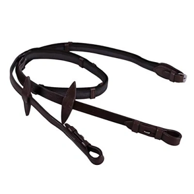 Image of QHP Anti slip reins with leather stops
