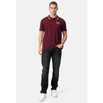 Image of Lonsdale Normale Passform Velton Polo shirt, Men&#039;s, Size: 3XL, Oxblood yellow white