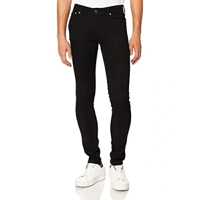Image of JACK &amp; JONES Mens Black Skinny Fit Jeans Smart Casual Stretch Denim Pants for Men, 28 Waist to 36 Waist, Denim, 36W / 32L