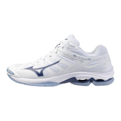 Image of Mizuno WAVE Voltage 2 Volleyball shoes, Men&#039;s, Size: 10.5, White/blue Textile/synthetics