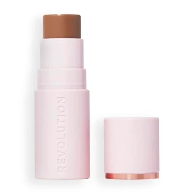 Image of Revolution Skin Silk Bronzer Stick Restorative Colour for Cheeks, Eyes and Lips Cream to Powder Formula Vegan &amp; Cruelty Free Medium Sunset 4.5 g