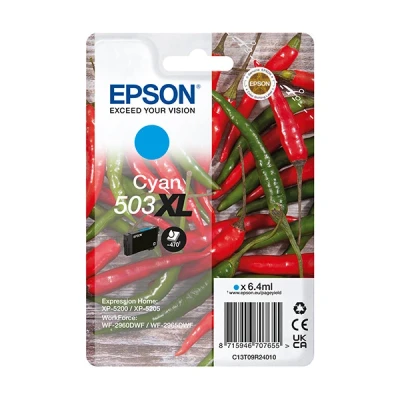 Image of Epson 503XL high capacity cyan ink cartridge (original Epson)