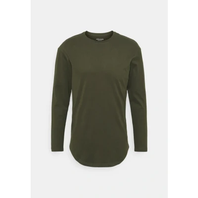Image of JACK &amp; JONES Men&#039;s Jjenoa Tee O Neck Ls Noos Long Sleeve Top, Green, M
