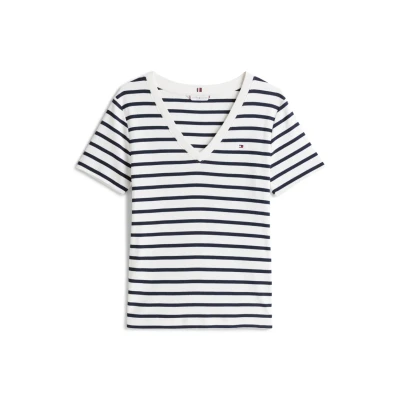 Image of Tommy Hilfiger NEW SLIM CODY Basic Tshirt Breton dark night navy, Women&#039;s, Size: XXS, navy