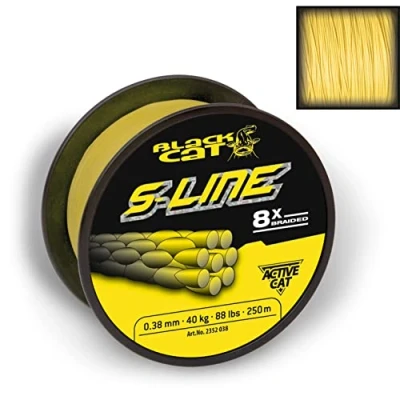 Image of Black Cat S line Yellow 0,38mm (40kg/88lb) 250m Braided fishing
