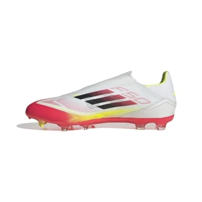 Image of adidas Performance F50 League Laceless FG/MG Moulded stud football boots, Men&#039;s, Size: 8.5, Footwear white/core black/solar yellow