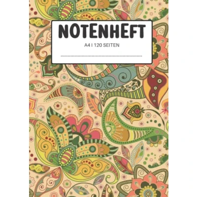 Image of Notenheft A4: Notenbuch mit Schreiblinien für Musiknoten Musikblock Hilfslinien Lustiges Geschenk Musiker, die Klavier oder Gitarre spielen