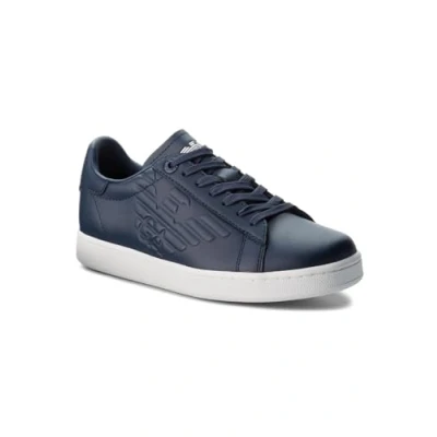 Image of EA7 Emporio Armani Classic Unisex Trainers, Size: 10.5, Navy Leather