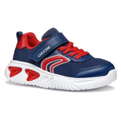 Image of Geox Light UP Assister BOY Trainers for kids, Size: 7K, Navy/red Imitation leather/ textile