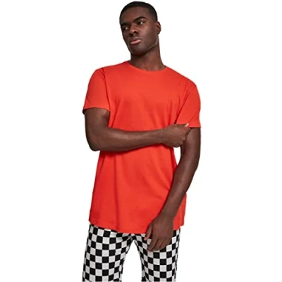 Image of Urban Classics Shaped LONG DO NOT USE Basic Tshirt, Men&#039;s, Size: XS, Orange