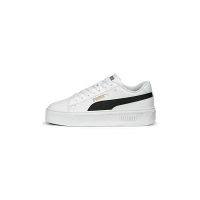 Image of Puma Smash Platform Trainers, Women&#039;s, Size: 4, White black gold Leather/synthetics