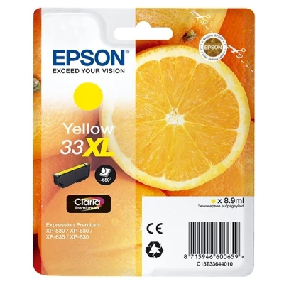 Image of Epson 33XL Yellow Oranges High Yield, Genuine, Claria Premium Ink