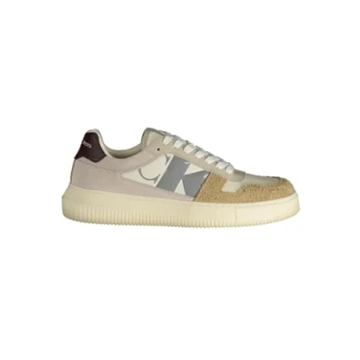 Image of Calvin Klein Men&#039;s Chunky Cupsole NBS Ym0ym01122 Sneakers, Brown Creamy White Travertine, 9 UK