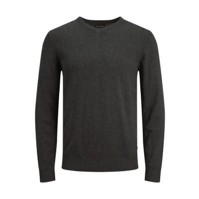 Image of Jack &amp; Jones Jjeemil Vneck NOOS Jumper, Men&#039;s, Size: XS, Dark grey melange