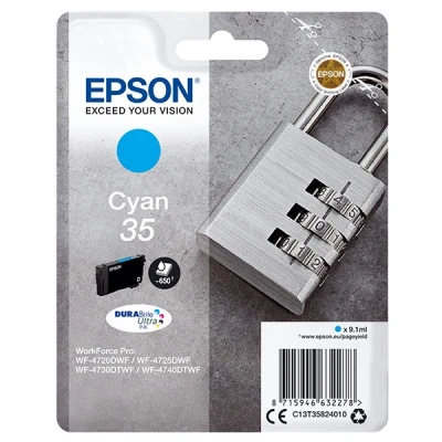 Image of Epson 35 Cyan Padlock Genuine Ink, Claria Photo HD Ink Cartridge