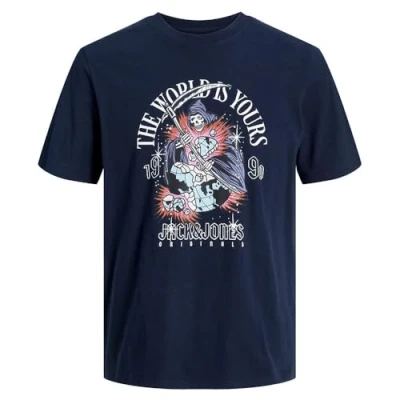 Image of Jack &amp; Jones Junior Jorheavens CREW NECK Print Tshirt for kids, Size: 8y, Sky captain