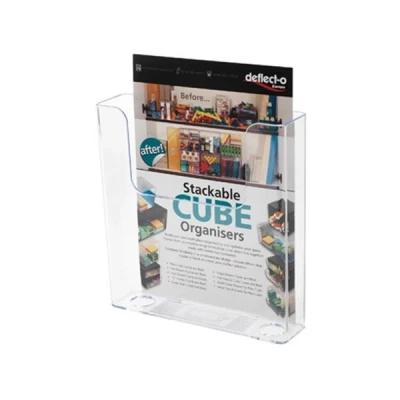 Image of Deflecto Portrait Literature Stands for Display A4 Wall Mounted Magazine File Holder with Flat Back Design Perfect Leaflet, Brochure, &amp; Menu