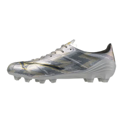 Image of Mizuno Α II PRO Moulded stud football boots, Men&#039;s, Size: 7.5, Galaxy silver/gold coloured Synthetics