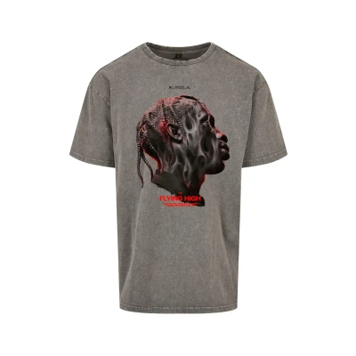 Image of Upscale by Mister Tee Flying HIGH Oversize Overs Print Tshirt, Men&#039;s, Size: Large, Lightasphalt