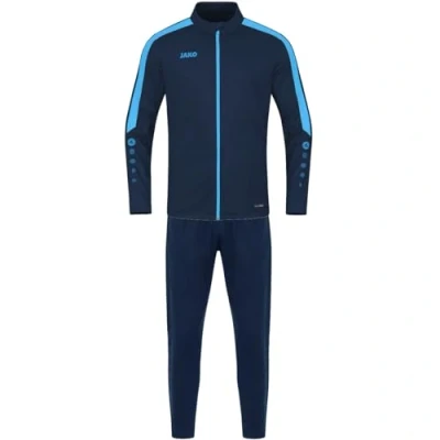 Image of JAKO Children&#039;s Polyester Power Tracksuit, Navy/Sky Blue, 128