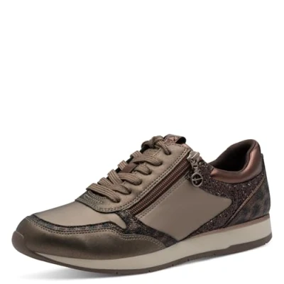 Image of Tamaris Women&#039;s Low 1 23603 42 Trainers, Cream Taupe Glam, 3.5 UK