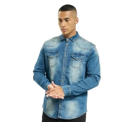 Image of Brandit Herren Riley Denimshirt Shirt blue, Men&#039;s, Size: 5XL, Blue
