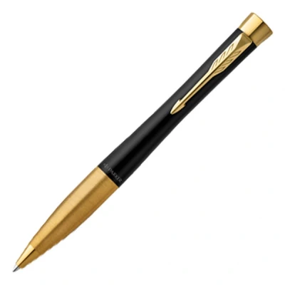 Image of Parker Urban Twist Ballpoint Pen Muted Black with Gold Trim Medium Point Blue Ink Refill Gift Box