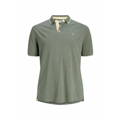 Image of JACK &amp; JONES Male Polo Shirt Plus Size Plain Shirt, Green (Duffel Bag), 4XL