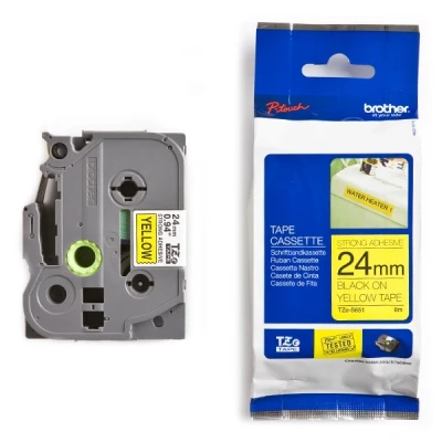 Image of Brother Tze s651 labelling tape black on yellow, 24 mm x8m TZES651