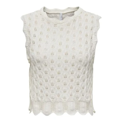 Image of ONLY Women&#039;s Onlluna Life Sl O neck Tank Nca Knt Top, Cloud Dancer, S