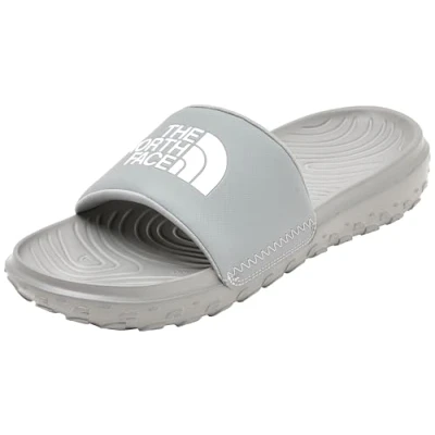 Image of The North Face Never STOP CUSH Slide Mules, Men&#039;s, Size: 13, Concrete/white Synthetics