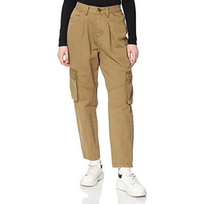 Image of Urban Classics Ladies Ballon FIT Cargo Twill Pants trousers, Women&#039;s, Size: 27, Khaki