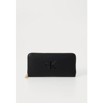 Image of Calvin Klein BOLD LONG ZIP Around Wallet, Women&#039;s, Size: One Size, Black