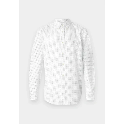 Image of Tommy Hilfiger FLEX Polka DOT Shirt Shirt, Men&#039;s, Size: Large, Optic white/navy