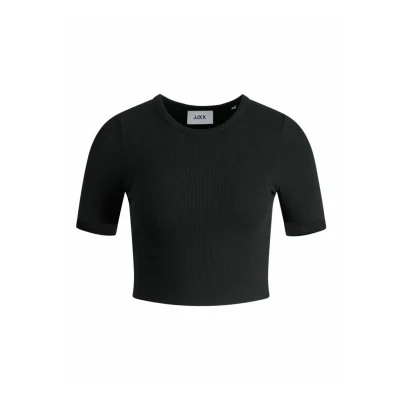 Image of JACK &amp; JONES Women&#039;s Jjxx Jxflorie Ss Rib Tee Noos T Shirt, Black, XL