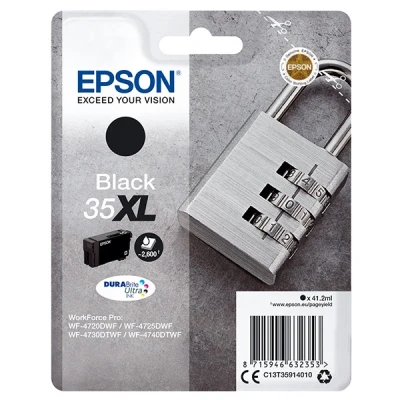 Image of Epson 35XL Black Padlock High Yield Genuine Ink, Claria Photo HD Ink Cartridge