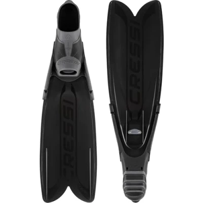 Image of CRESSI Gara Turbo Flex Fins Black 40/41 Unisex Lightweight Reactive High Performance System with Interchangeable Blades for Diving, Apnea, Spearfishing, Snorkelling, Black,
