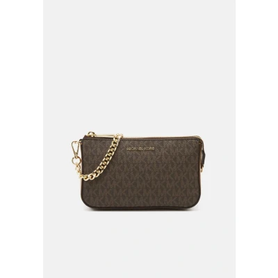 Image of Michael Kors JET SET Chain Pouchette Clutch, Women&#039;s, Size: One Size, Brown