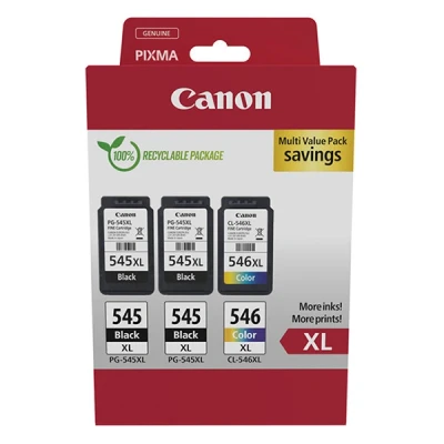 Image of Canon Original Ink PG 545XL x 2 / CL 546XL (3 Cartridges; Black XL + 1 Colour XL) Multipack
