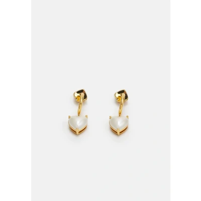 Image of kate spade new york Heart Huggies Earrings goldcoloured/white, Women&#039;s, Size: One Size, Gold coloured/white