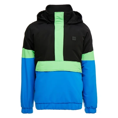 Image of Urban Classics TONE MIX PULL OVER Light jacket, Men&#039;s, Size: XS, Black/cobaltblue/neongreen