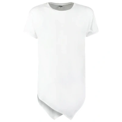 Image of Urban Classics Asymetric LONG TEE Print Tshirt, Men&#039;s, Size: Small, White