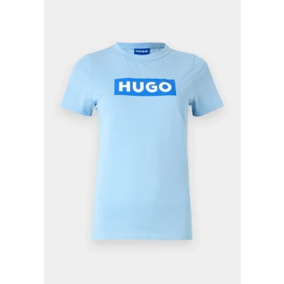 Image of HUGO Classic TEE Print Tshirt, Women&#039;s, Size: XS, Light pastel blue