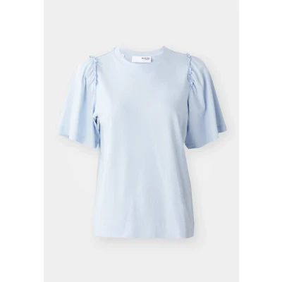 Image of Selected Femme Slfpenelope Ruffle TEE Print Tshirt, Women&#039;s, Size: 8, Cashmere blue
