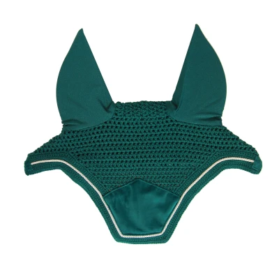 Image of Kentucky Horsewear Fly Hood Wellington Velvet Dark Green Horse Riding Equestrian
