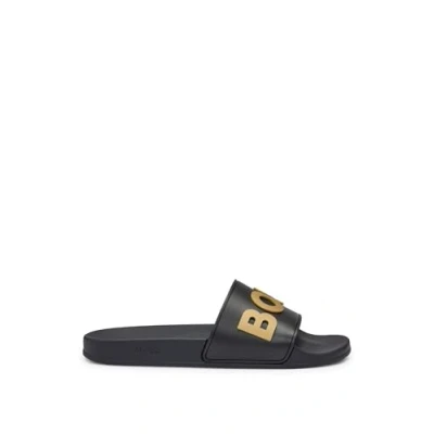 Image of BOSS KIRK Unisex Pool slides, Size: 14, Black seven Pu