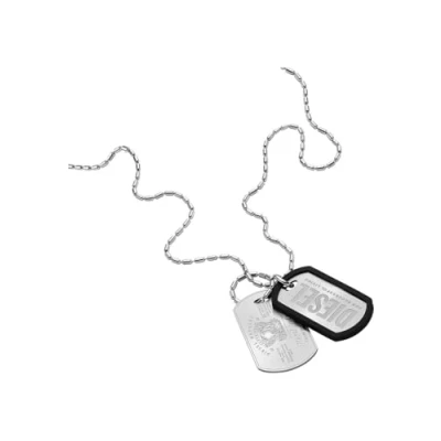 Image of Diesel FONT Necklace silvercoloured, Men&#039;s, Size: One Size, Silver coloured