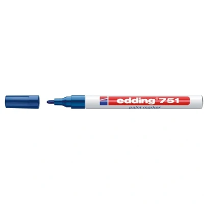 Image of edding 751 paint marker blue 10 pens round tip 1 2 mm for marking and labelling metal, glass, rocks or plastic heat resistant, permanent, smudge proof waterproof